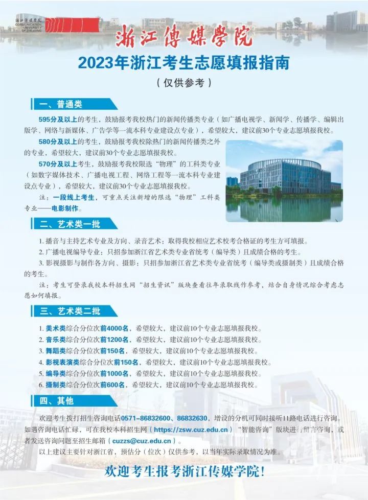 2023年浙江高考多少分能上浙江传媒学院？预估分数线出炉！